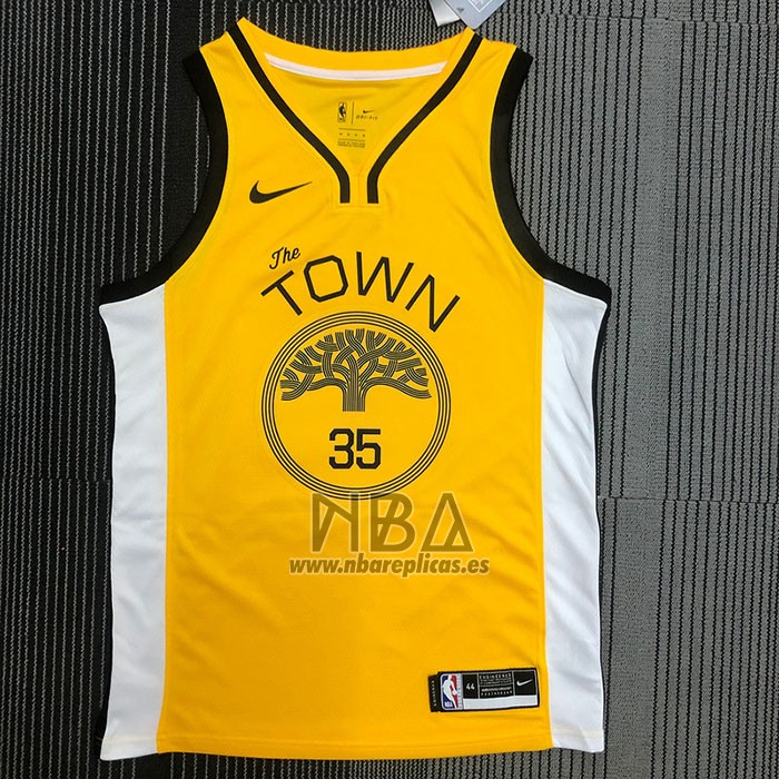 Camiseta Golden State Warriors Kevin Durant NO 35 Earned Amarillo